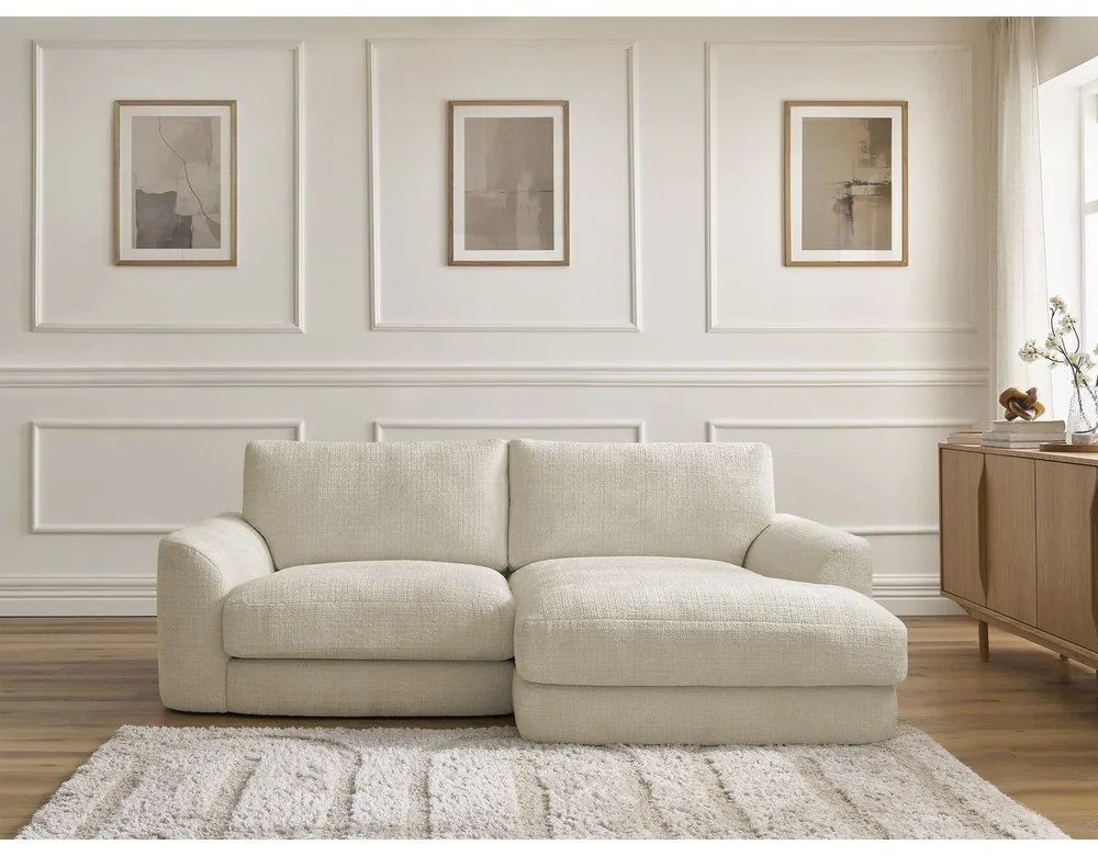 Béžová ženilková rohová pohovka (pravý roh/s leňoškou) Leonore – Bobochic Paris