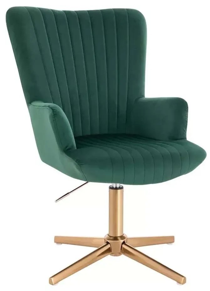 LuxuryForm DESIGN Kreslo AMADEO VELUR na zlatom kríži - zelené
