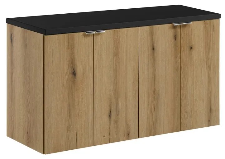 Závesná skrinka pod umývadlo Nova Oak s doskou 100 cm čierna/dub evoke