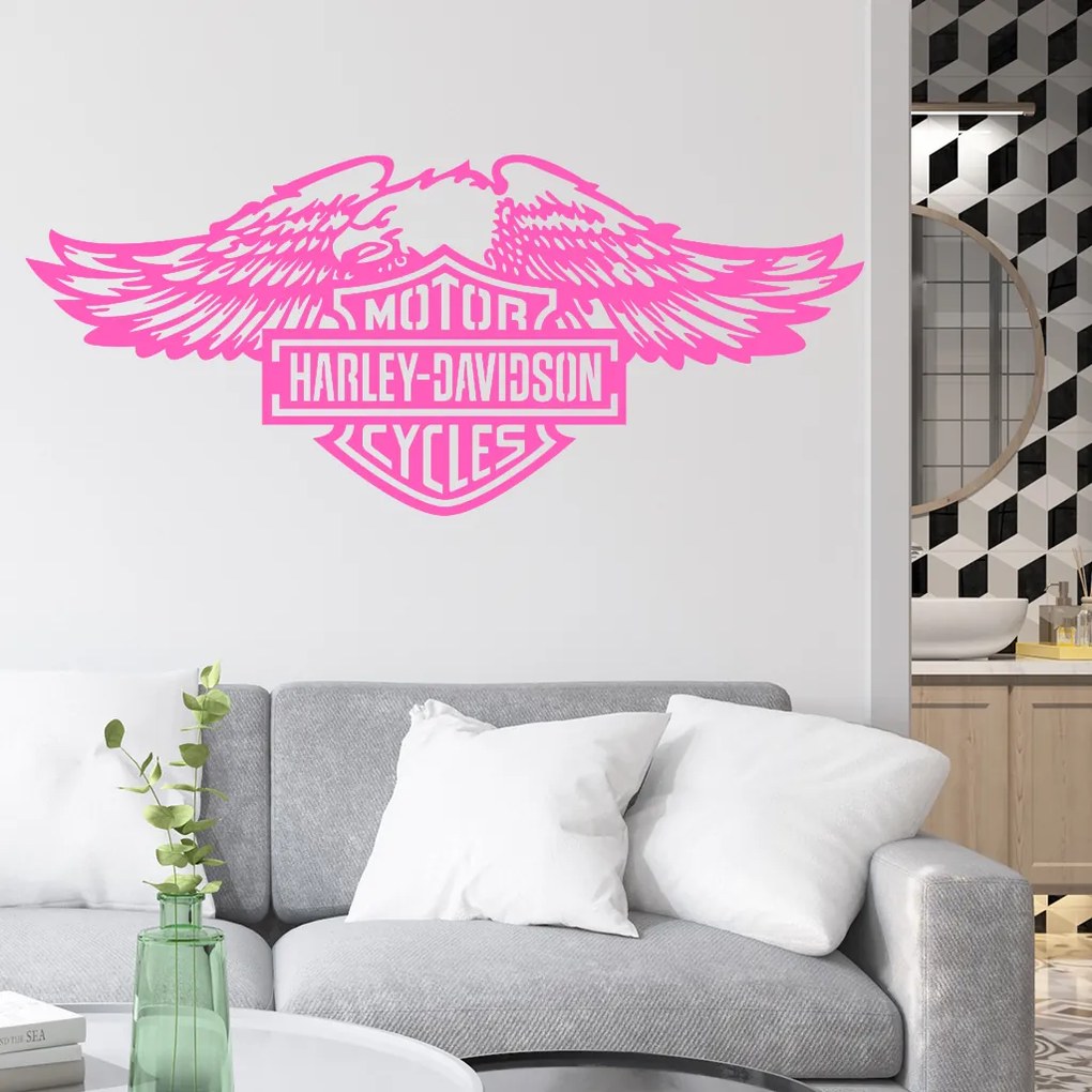 Veselá Stena Samolepka na stenu na stenu Harley Davidson orol Farba: bílá, Veľkosť: 80 x 34 cm