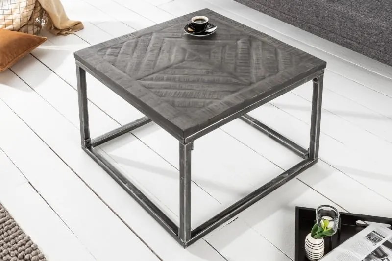 Invicta Interior -  Priemyselný príručný stolík INFINITY HOME 60 cm mango, šedý