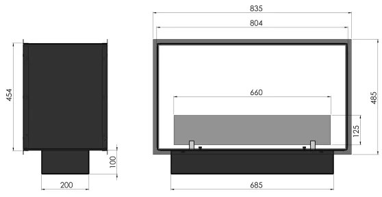 InFire - Vstavaný BIO krb 48,5x83,5 cm 3,5kW čierna