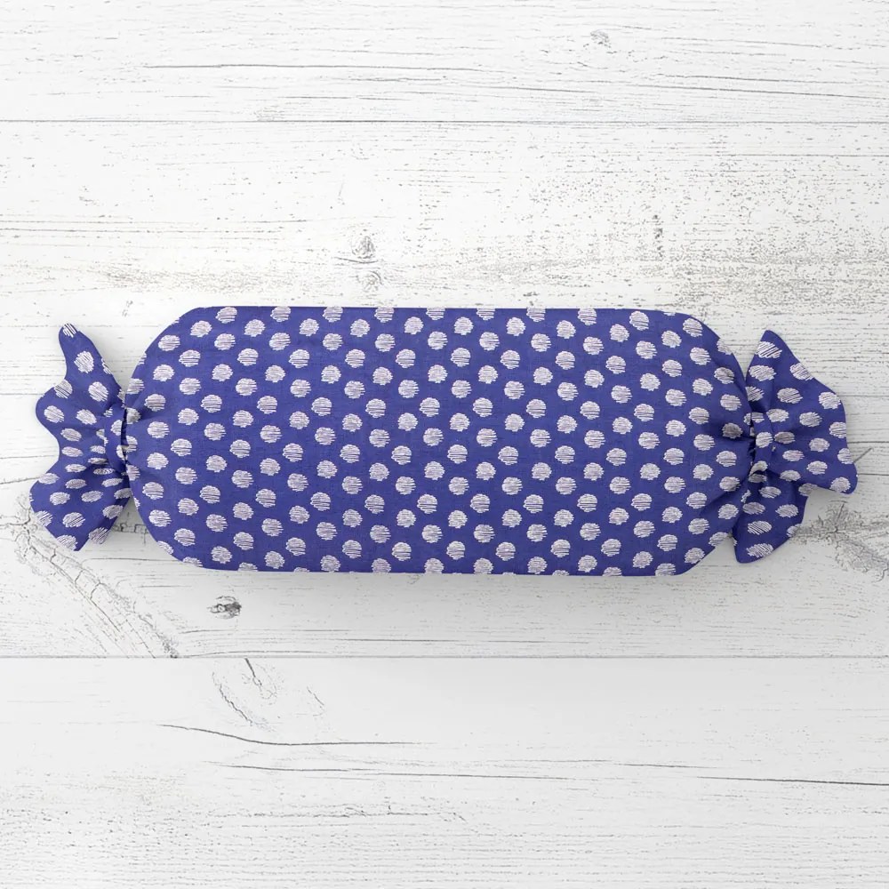 Biante Vankúš valec bonbon Sandra SA-214 Biele bodky na modrom 15x60 cm