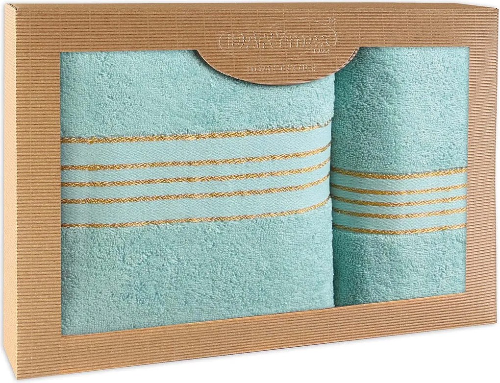 BAVLNENÉ UTERÁKY TIWANO SADA 1 KS 50X90 CM, 1 KS 70X140 CM SVETLOTYRKYSOVÁ