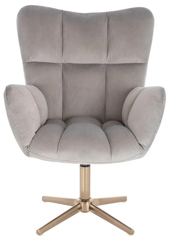 LuxuryForm DESIGN Kreslo AURORA VELUR na zlatom kríži - svetlo šedé