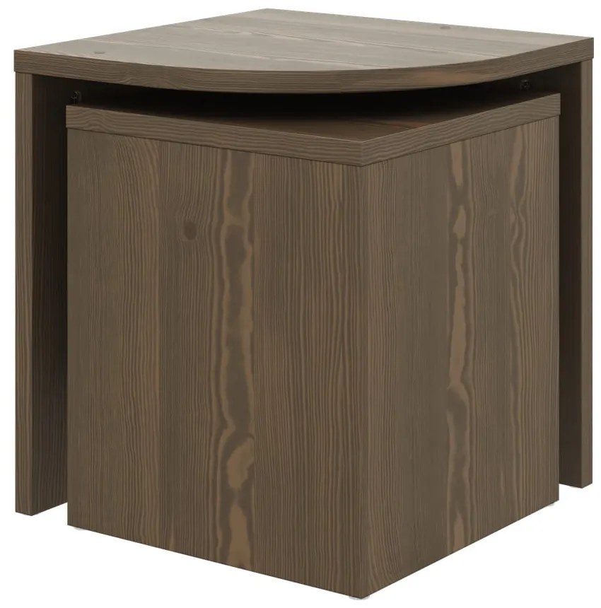 Tmavo hnedé konferenčné stolíky z borovicového dreva v súprave 2 ks Combine – Karup Design