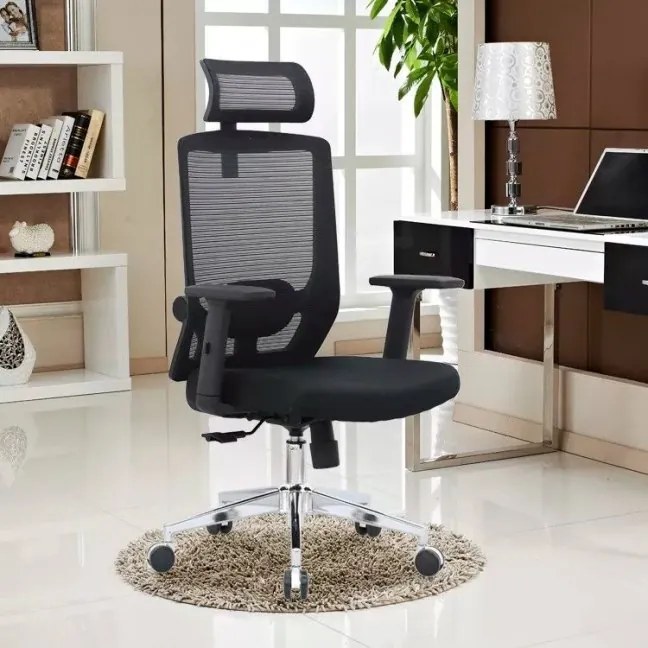Kancelárska ergonomická stolička Neoseat GRANDINI — sieť / látka, čierna, nosnosť 150 kg