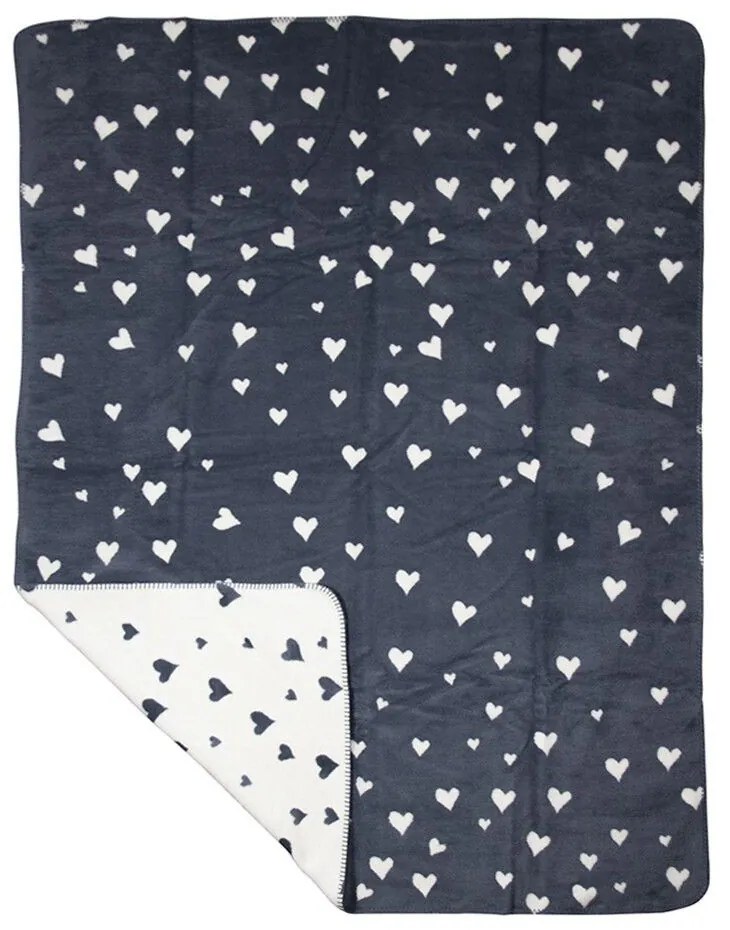 Šedo-biely obojstranný pléd so srdiečkami Small srdce - 130 * 180cm