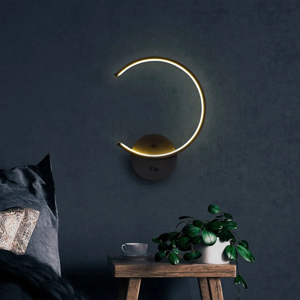 Čierne LED nástenné svietidlo ø 10 cm Moon – Opviq lights