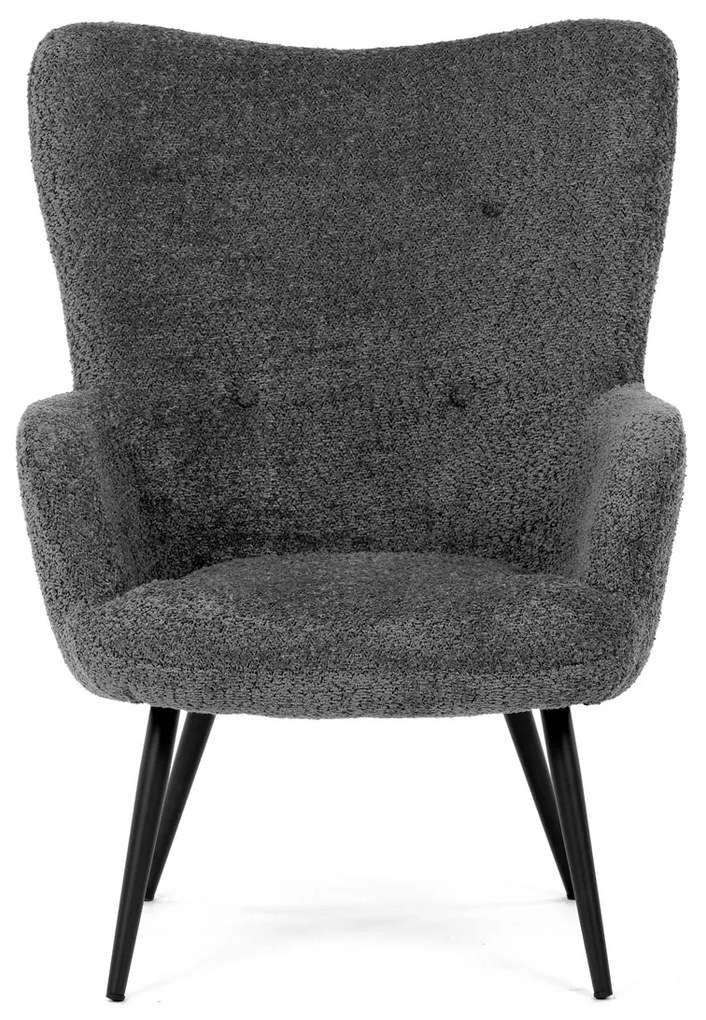 Autronic - Křeslo "ušák", potah šedá látka, nohy černý kov. - AK-W1206 GREY2