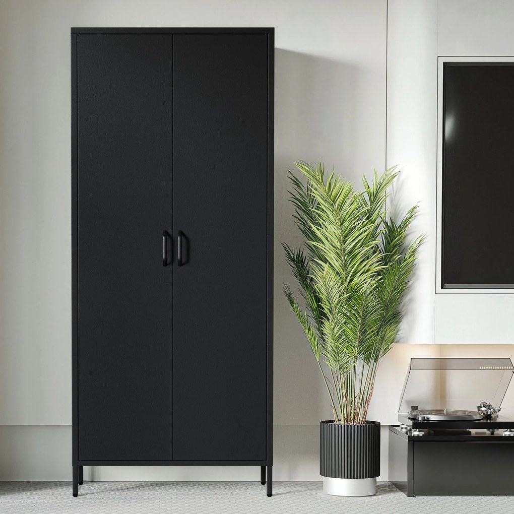 Čierna šatníková skriňa FLAVIO Modern 800 x 1850 x 450 mm