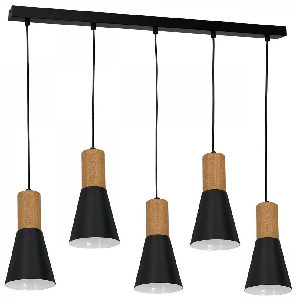 Luster na lanku EDMON 5xE27/60W/230V čierna
