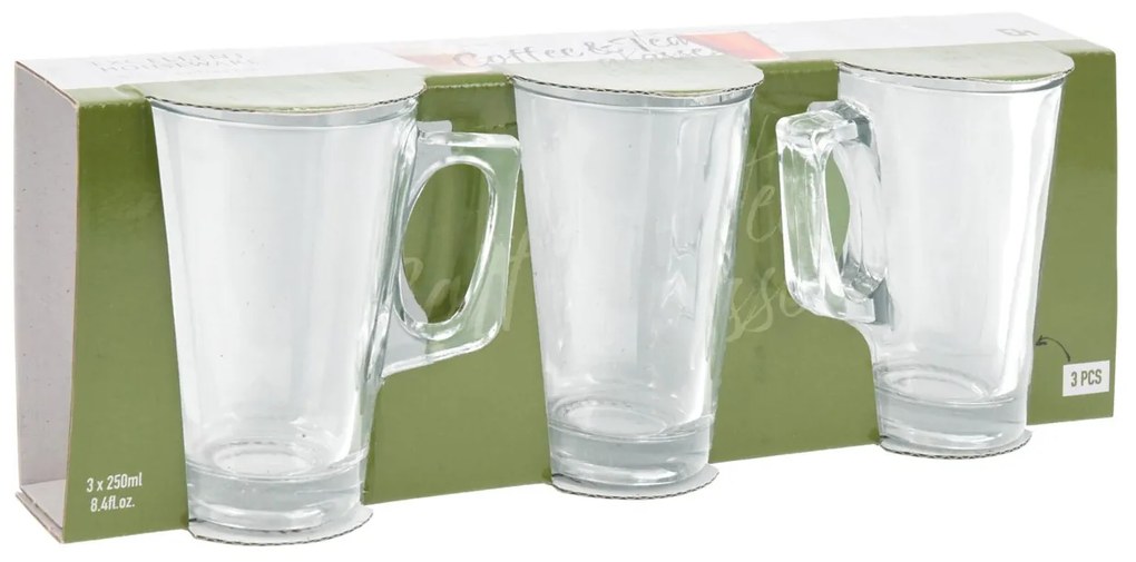 Sklenený hrnček Clear 250ml sada 3ks