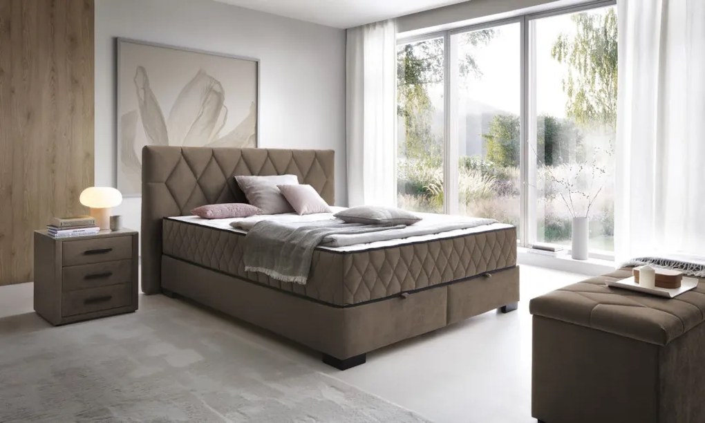 Posteľ Reve 180x200 cm, svetlo hnedá látka