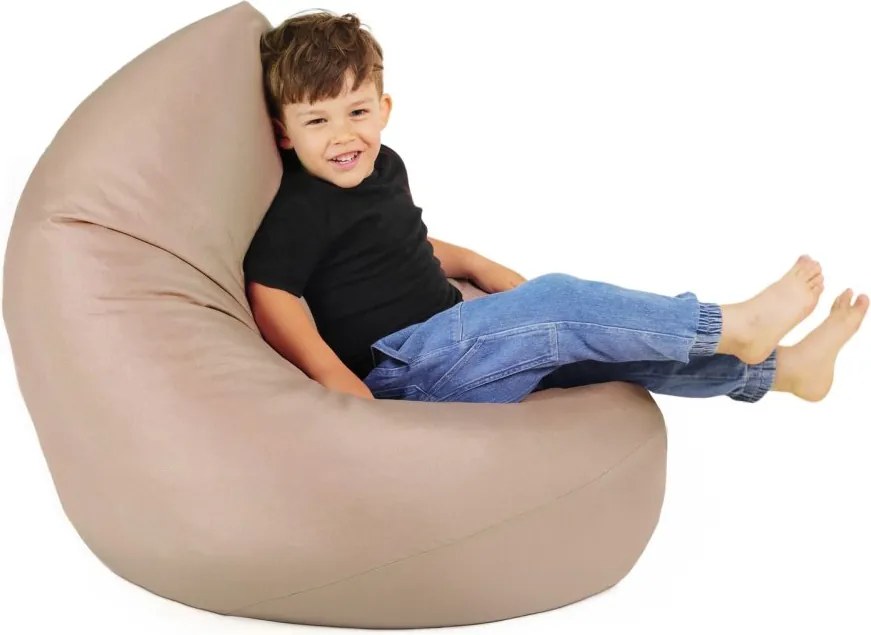 Béžový sedací vak pre deti – vodeodolný, pohodlný a bezpečný