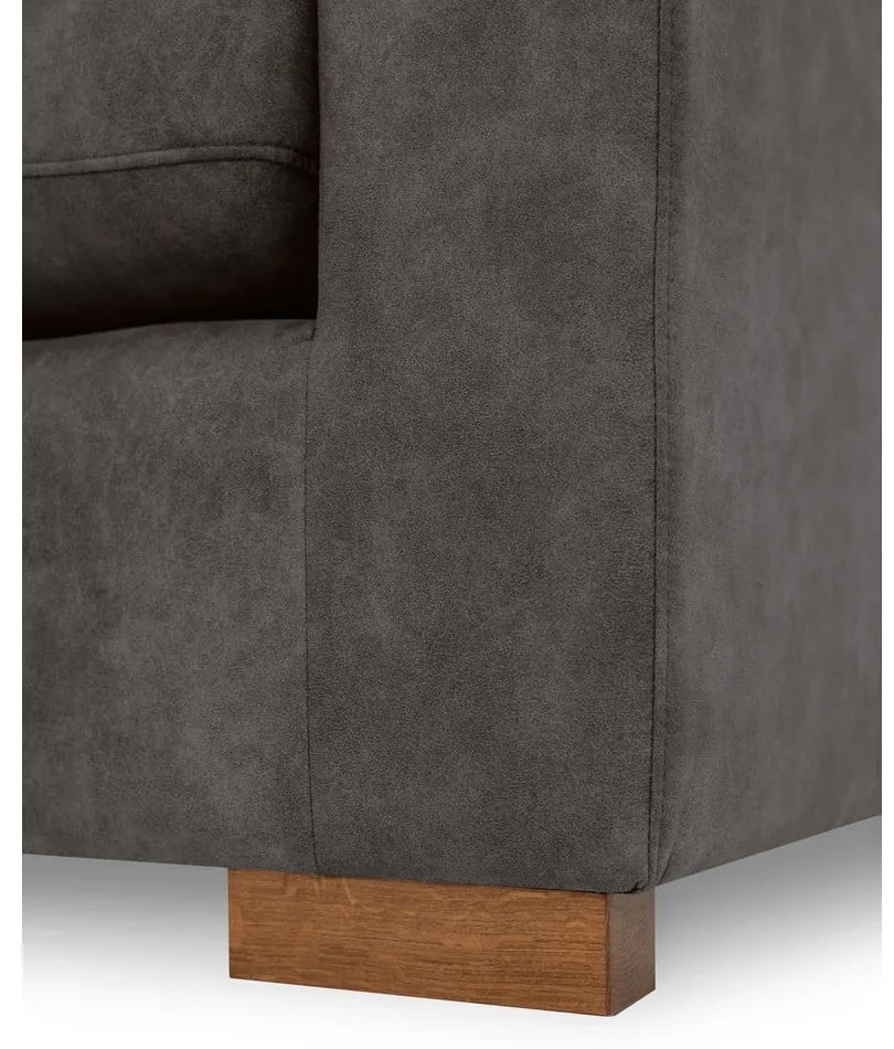 Antracitová rohová pohovka z imitácie kože (ľavý roh) Hamburg – Scandic