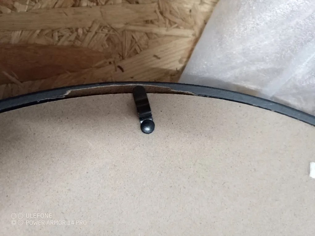 AKCIA Čierne okrúhle zrkadlo s koženou rukoväťou NAHAD Ø50 cm II. akosť