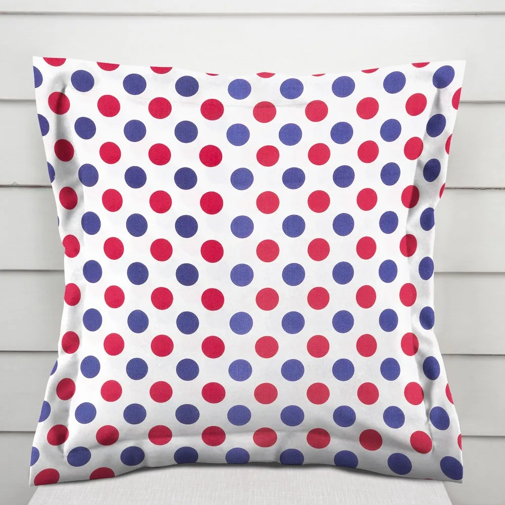 Biante Bavlnená obliečka na vankúš s lemom Sandra SA-242 Červené a modré bodky 60 x 60 cm