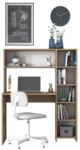 Pracovný stôl s policou RANI 113,2x141,8 cm hnedá