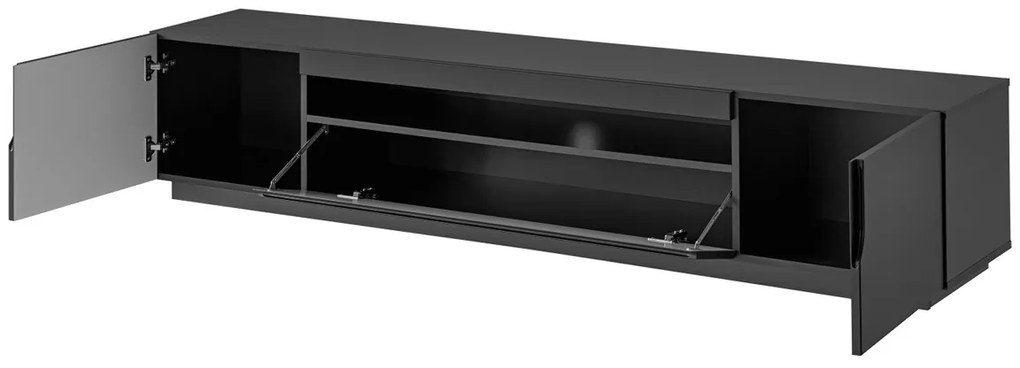 TV stolík Loftia 200 cm s otvorenou policou - čierna / čierny mat