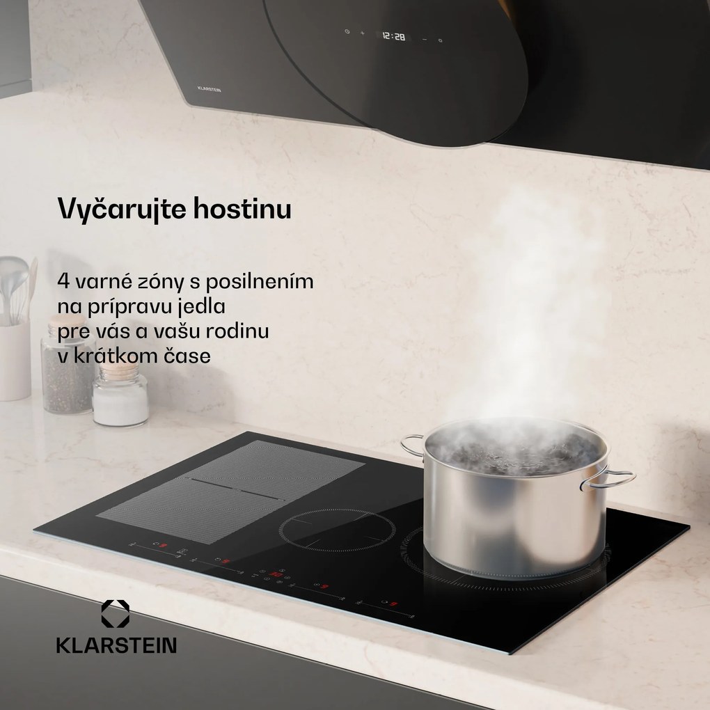 Klarstein Delicatessa 77 Hybrid, vstavaná indukčná varná doska, 7000 W, 4 zóny, čierna