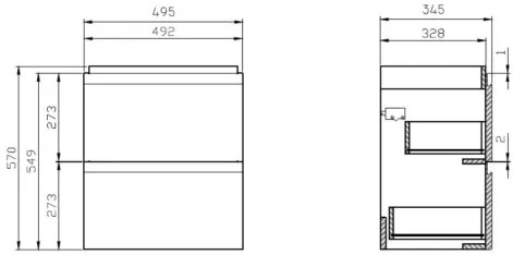 Cersanit Moduo Slim, závesná umývadlová skrinka 50cm, šedá lesklá, S929-005