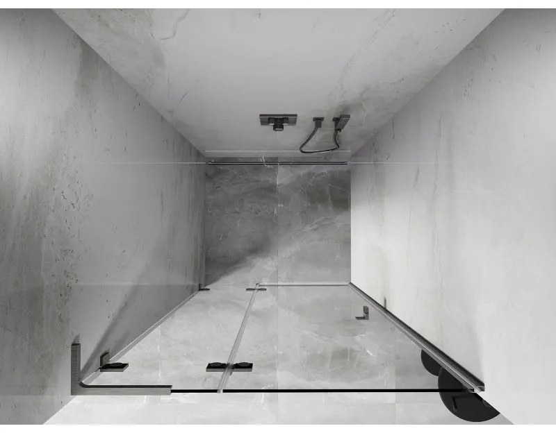 Mexen, Mexen Lunar L Otočné ľavé sprchové dvere 115 cm, transparentné, brúsený nikel - 834L-115-000-97-00-L