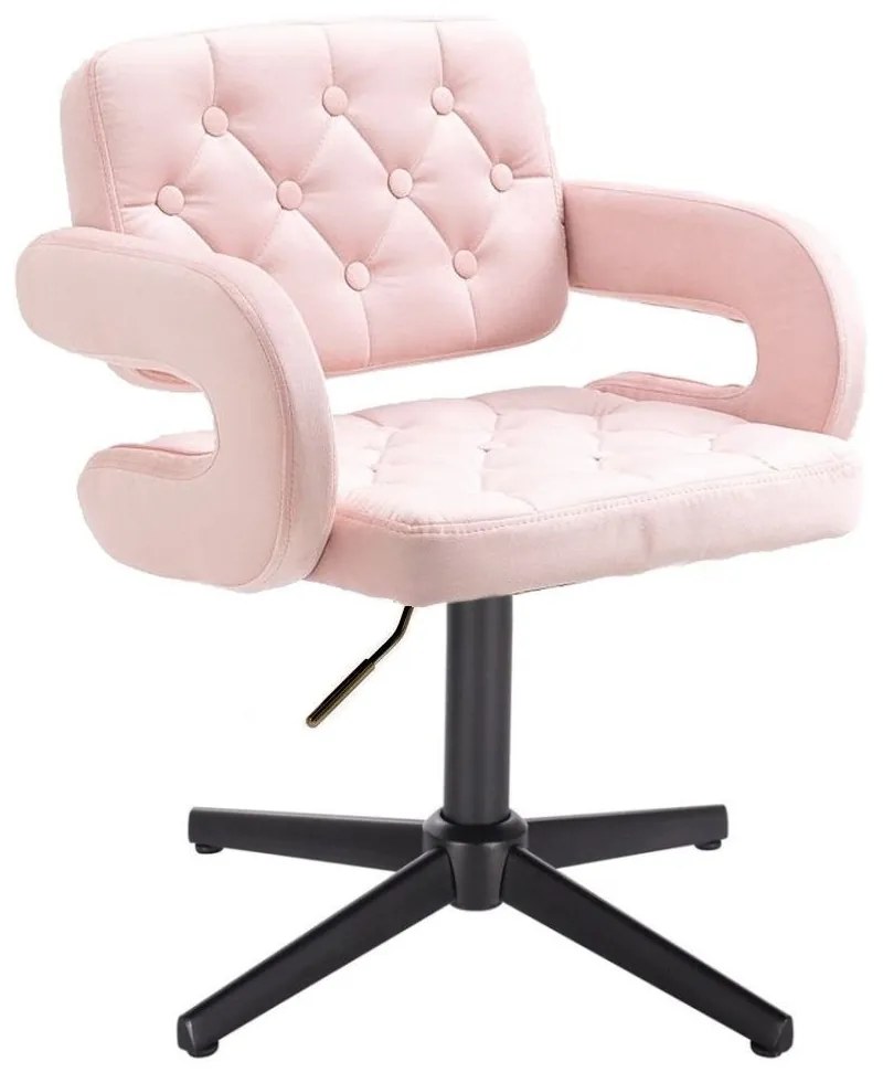 LuxuryForm DESIGN Stolička ADRIA VELUR na čiernom kríži - ružová