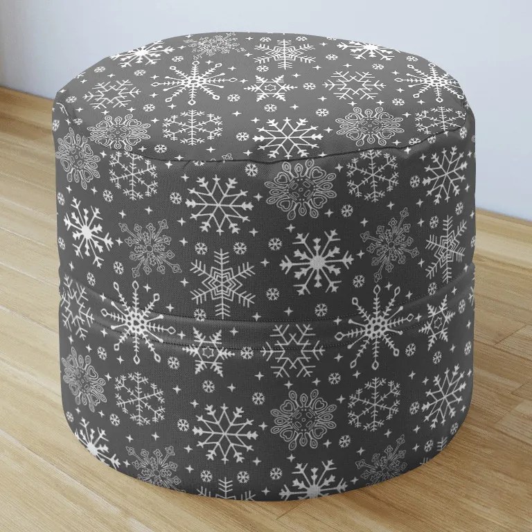 Goldea vianočný bavlnený sedacie bobek 50x40cm - vzor snehové vločky na sivom 50 x 40 cm