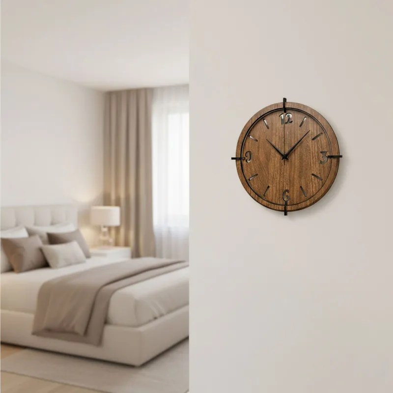 Hodiny z orechového dreva pre moderný interiér| SENTOP HDF0601-ORECH-WENGE