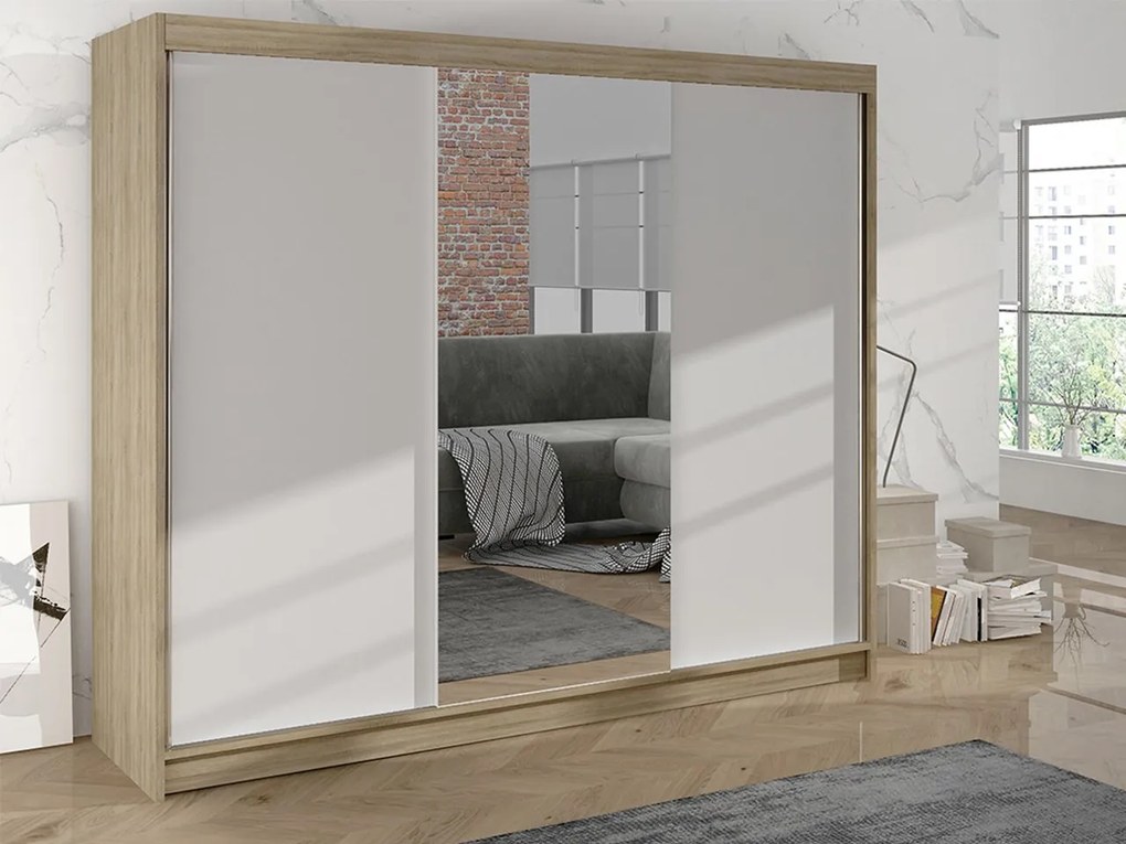 Šatníkova skriňa Geneva I, Farby: biely / dub artisan