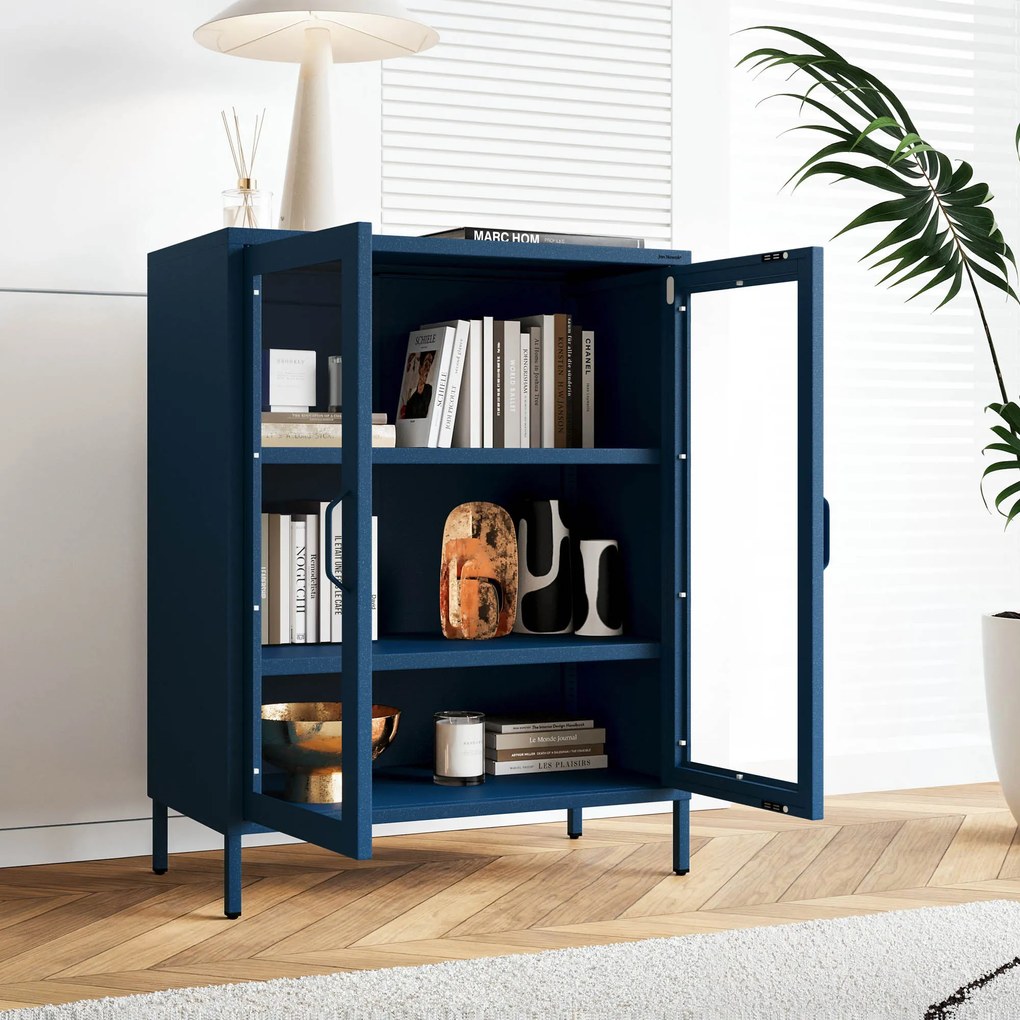 Vitrína GINA, 800 x 1015 x 400 mm, Modern: tmavomodrá farba