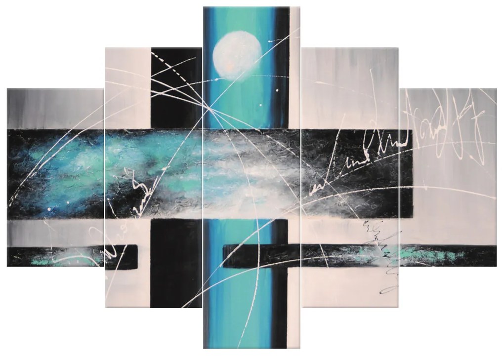 Gario Ručne maľovaný obraz Nebeské šialenstvo - 5 dielny Rozmery: 100 x 70 cm