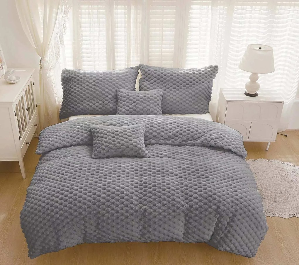 3 dielne Mikroplyšové obliečky 200x140cm+90x70cm Exclusive Sweet tmavo sivé TiaHome