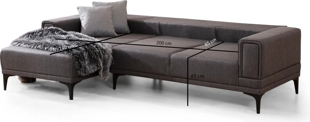 Rohová sedací souprava Horizon 250 cm tmavě šedá levá