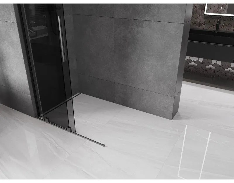 Mexen Velar L, posuvná sprchová zástena Walk-in 120 x 200 cm, 8mm šedé sklo, grafit brúsený, 871-120-003-43-66