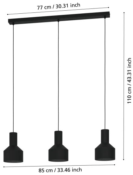 Eglo 99552 - Luster na lanku CASIBARE 3xE27/40W/230V