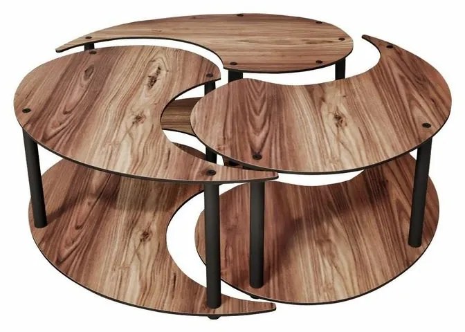 Súprava konferenčných stolíkov Yin Yang Walnut, 3 ks