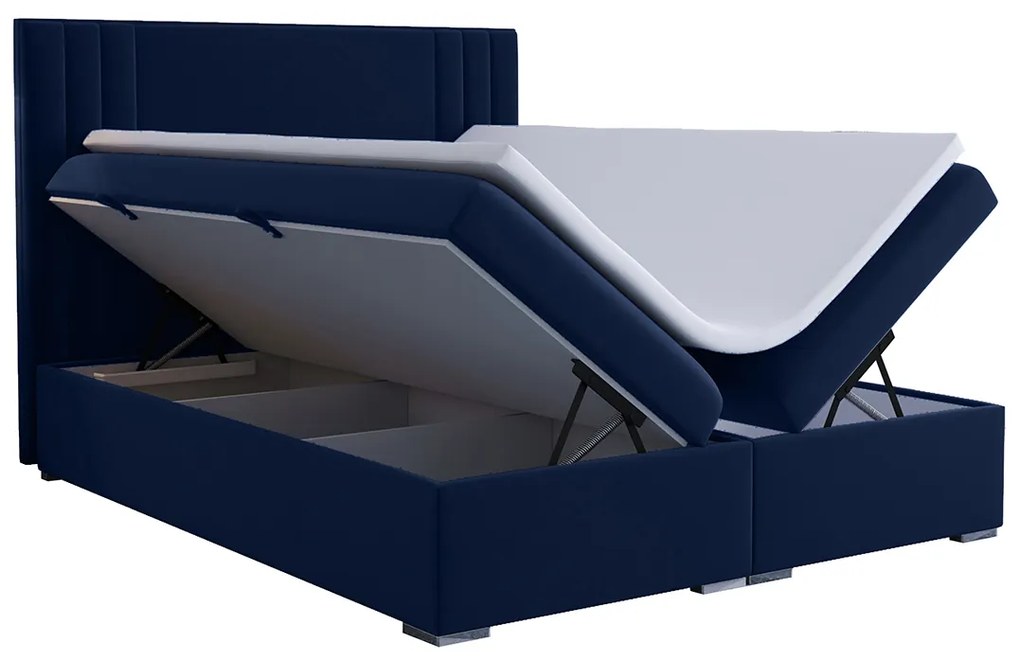 Manželská posteľ Boxspring 180 cm Morcano (tmavomodrá) (s úložným priestorom). Akcia -20%. Vlastná spoľahlivá doprava až k Vám domov. 1020337