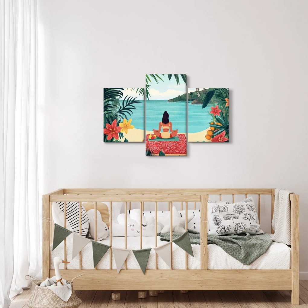 Obraz - Jogínka na pláži (90x60 cm)