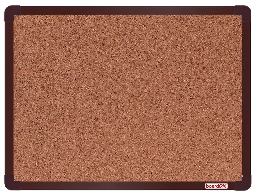 Korková nástenka boardOK v hliníkovom ráme, 600 x 450 mm, hnedý rám