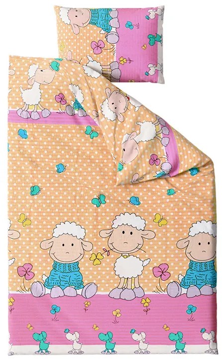 Krepové obliečky do postieľky OVEČKY krémové Rozmer obliečky: 45 x 65 cm | 90 x 135 cm