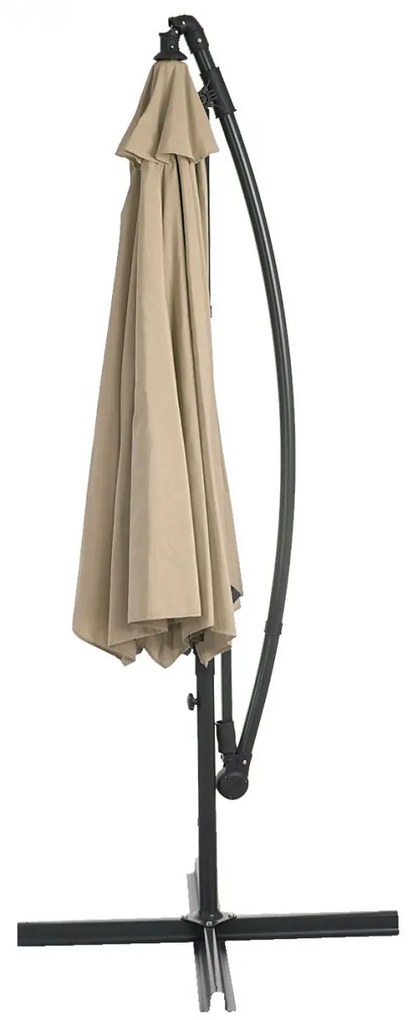 Slnečník Acerra Ø 3m polyester/oceľ - pieskovo-béžová so stojanom