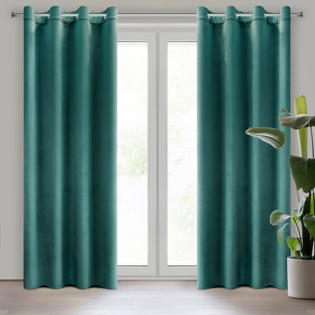 ZATEMŇOVACÍ ZÁVES NA KRÚŽKOCH ROSA 140X250 CM TMAVOTYRKYSOVÁ