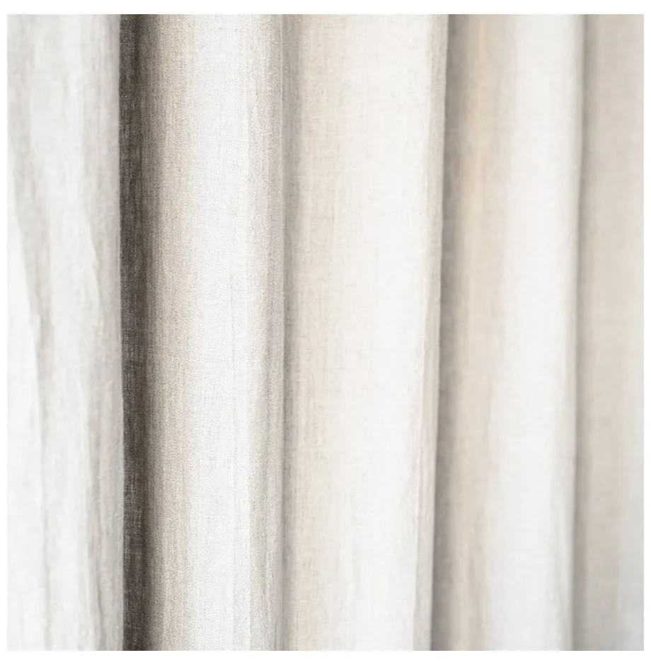 Krémovobiely ľanový záves s tunelom Linen Tales Night Time, 250 x 140 cm