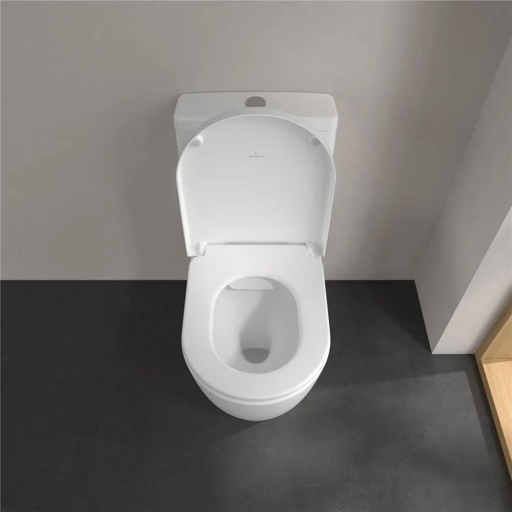 VILLEROY &amp; BOCH Avento WC misa kombi s hlbokým splachovaním bez vnútorného okraja, zadný odpad, 370 x 640 mm, Stone White, s povrchom CeramicPlus, 5644R0RW