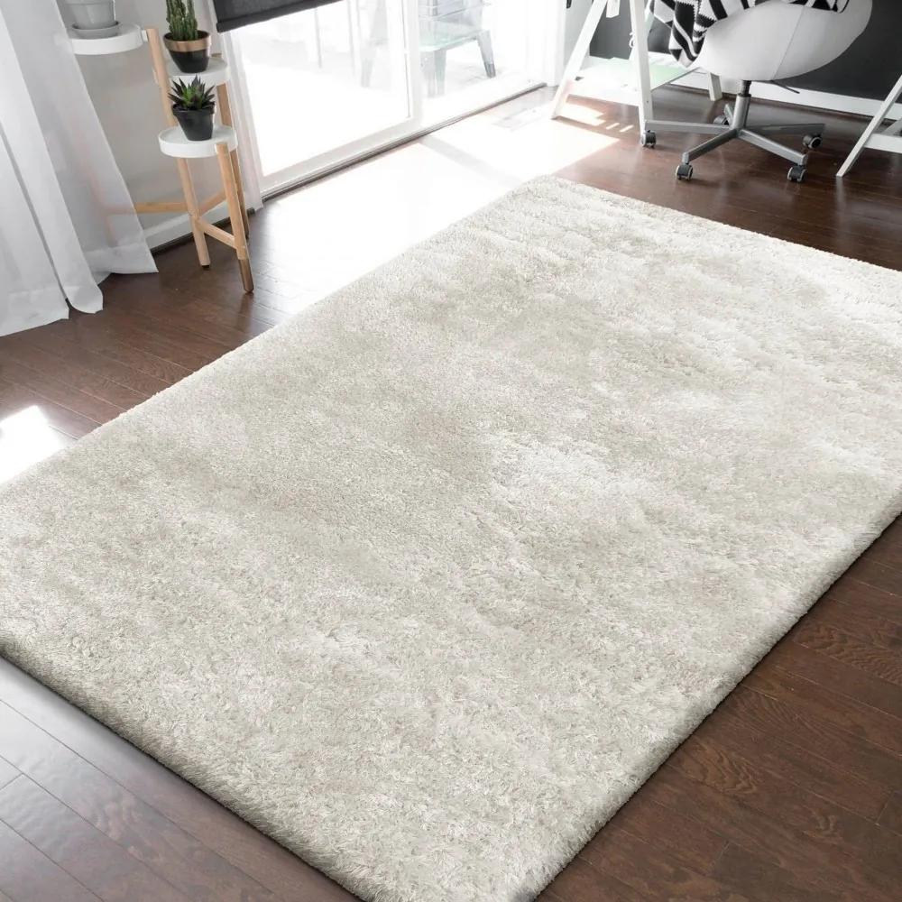 DomTextilu Nadčasový krémovo biely hustý chlpatý koberec 30765-159710