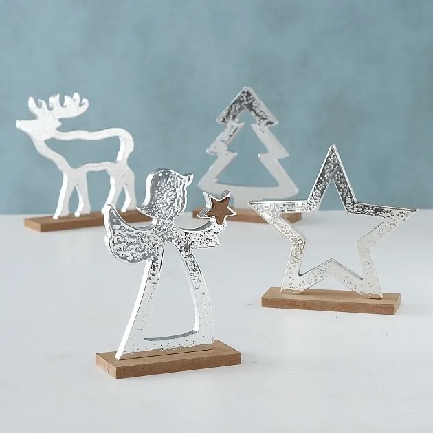 Drevená vianočná dekorácia - strieborná 15 cm