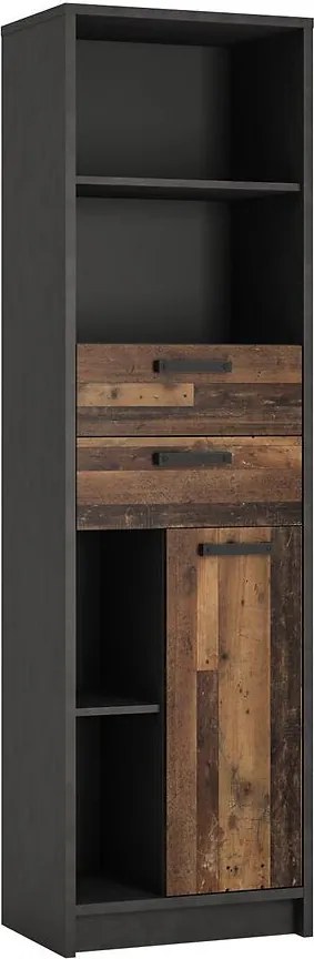 Regál vysoký Nubi NUBR01 1D2S matera tmavý/old style