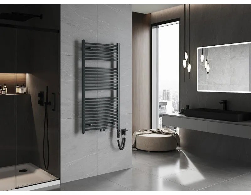 Mexen Ares, elektrické vykurovacie teleso 1200x600 mm + vykurovacia tyč 600 W, antracitová, W102-1200-600-2600-66